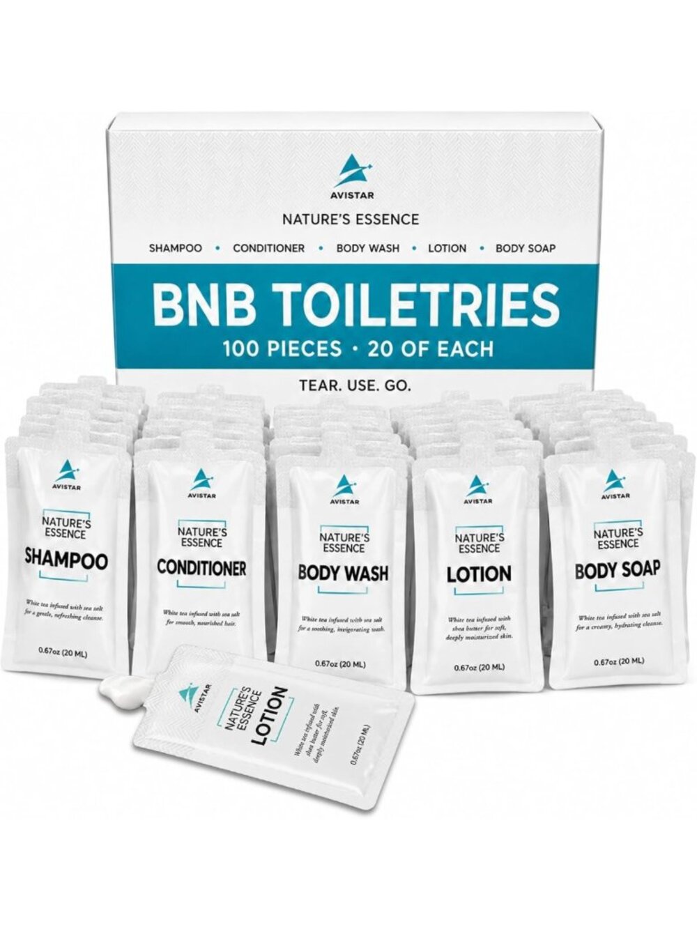 100 Bulk Travel Toiletries Pack - Mini Hotel Shampoo, Conditioner & Soap Set